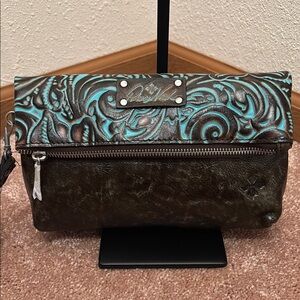 Patricia Nash Small Leather Goods Tooled Turquoise Valerie Fold Over Purse